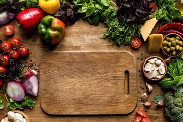 cutting board and fresh vegetables - Powered by Adobe