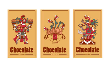 Vector illustration aztec cacao pattern for chocolate package design.