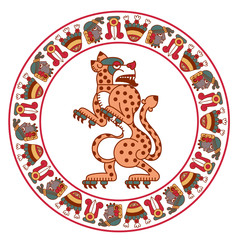 Fototapeta premium Vector illustration aztec cacao pattern for chocolate package design.