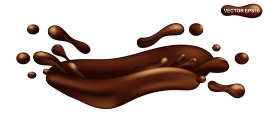Chocolate splash isolated on white background vector illustration
