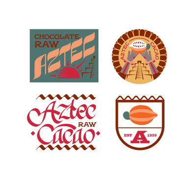 Vector illustration aztec cacao logo collection.