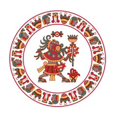 Vector illustration aztec cacao pattern for chocolate package design.