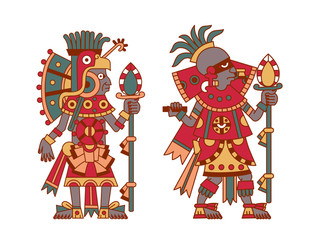Vector illustration aztec warrior collection.