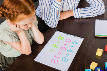 mother and daughter learning math