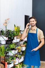 florist talking on smartphone