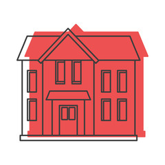 Red house doodle icon vector illustration for design and web isolated