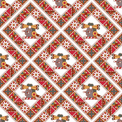 Seamless aztec cacao pattern for chocolate package design.