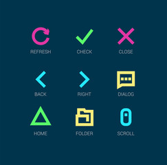 Original bold line vector icons for web and mobile. On dark background
