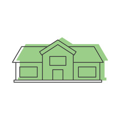 Residential house doodle icon vector illustration for design and web isolated on white background