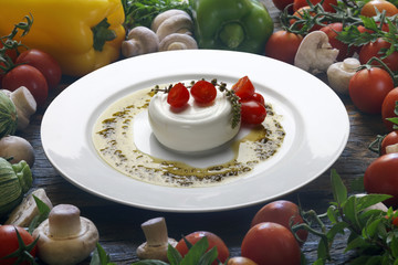 italian Burrata mozzarella cheese