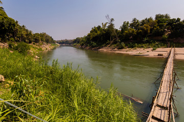 Fototapeta premium Bamboo bridge in Luang Prabang