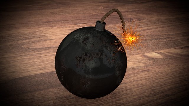 Black bomb with sparks and vignette