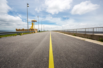 Fototapeta premium Buddha statue located on lamtakong dam nakhonratchasima thailand