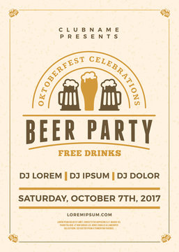 Oktoberfest beer festival celebration. Typography poster or flyer template for beer party