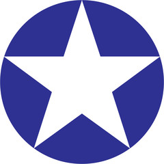 Blue stamp with military insignia star. US forces vintage symbol. Vector illustration
