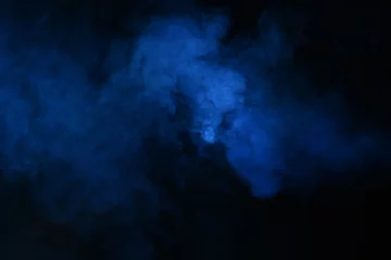 Foto auf Glas Abstrakter blauer Rauch auf dunklem Hintergrund © vbaleha