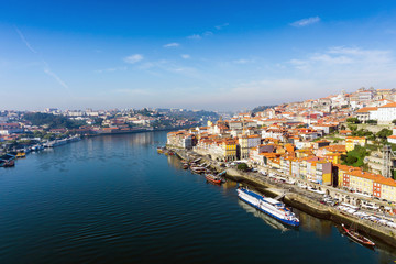 Naklejka na ściany i meble old town of Porto and river, Portugal, Europe
