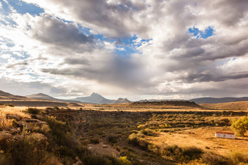 Clouds form over the landscape in the Karoo, South Africa.