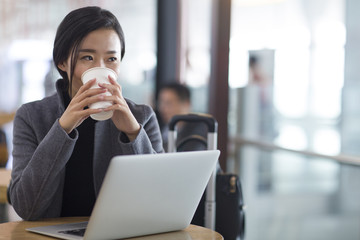 Businesswoman waiting in airport