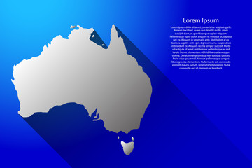 Obraz premium Abstract map of Australia with long gradient shadow on blue background of vector illustration