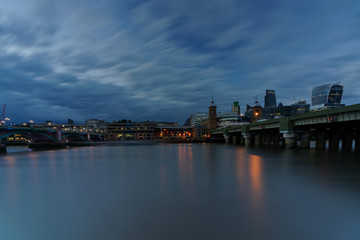 Fototapeta na wymiar Long Exposure London Thames by Night - By Olivier Meunier