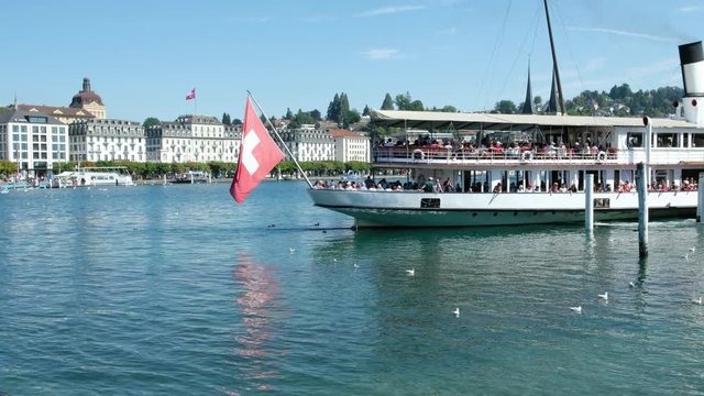 Lake Lucerne pleasure leaving landing stage