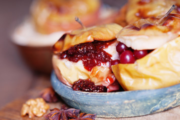 Fruit dessert baked apples 