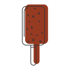 Chocolate ice cream in stick doodle icon vector illustration for design and web isolated