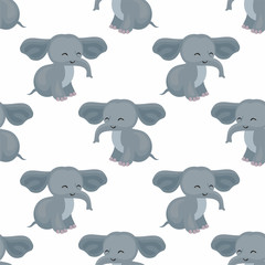 Children’s seamless pattern with the image of cute African animals in cartoon style. Vector background.