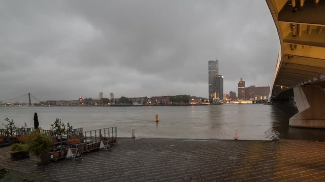 Early morning in Rotterdam, the Netherlands - Time lapse