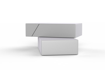 3D render composition of two king size cigarette boxes or packs on a white background with shadow. Clipping path. For your design.