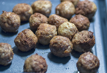 Meatballs on a tray
