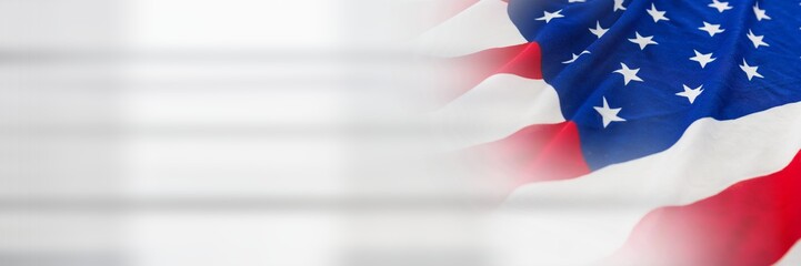 USA flag against with a white transition