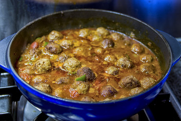 Meatballs in pan