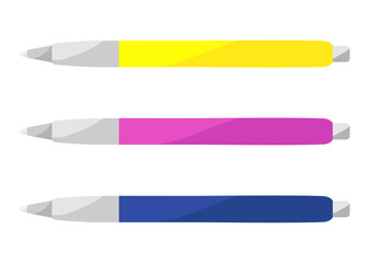 Colored plastic pens. Vector illustration