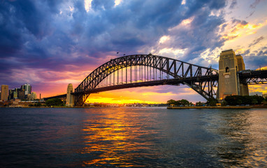 Sunset above Harbour Bridge in Sydney