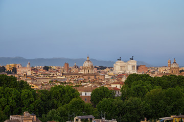Fototapeta na wymiar Panoramic view of Rome with mountains in the background