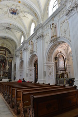 Innenansicht der Klosterkirche- Abtei Marienberg Benediktinerkloster in Vinschgau S&uuml;dtirol, Italien 