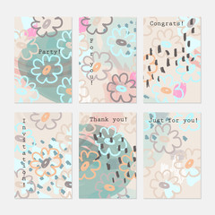 Abstract doodled flowers cream