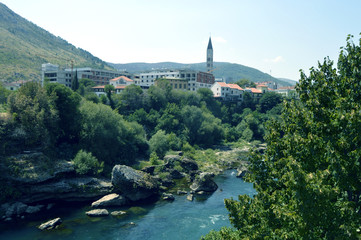 Travel to Europe under summer,Mostar in the Bosnia and Herzegovina