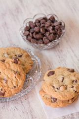 Home Baked Chocolate Chip Cookies and a Bowl of Chips