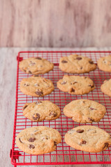 Chocolate Chip Cookies on a Cooling Rack
