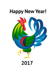 Rooster pattern for new year greeting poster. Vector illustration.