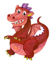 cartoon happy and funny dragon isolated - illustration for children
