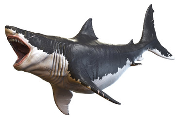 3D rendering of Megalodon isolated on a white background.