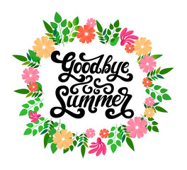 Vector illustration of Goodbye Summer text. Goodbye summer lettering vector. 