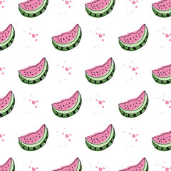 Vector white background with watermelon slices