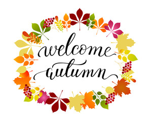 Vector lifestyle lettering welcome autumn