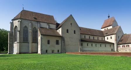 Fototapeta na wymiar Historic cathedral of St. Maria und Markus - Island of Reichenau, Lake Constance, Baden-Wuerttemberg, Germany, Europe
