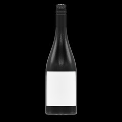 Wine bottle silhouette isolated white label